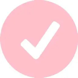 White check mark inside a pink circle